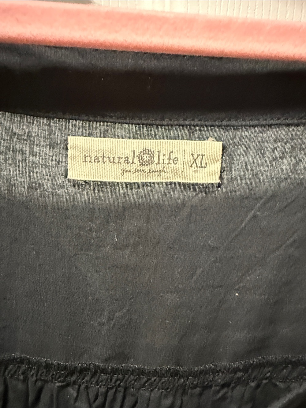 NATURAL LIFE Black Tunic dress square neckline.